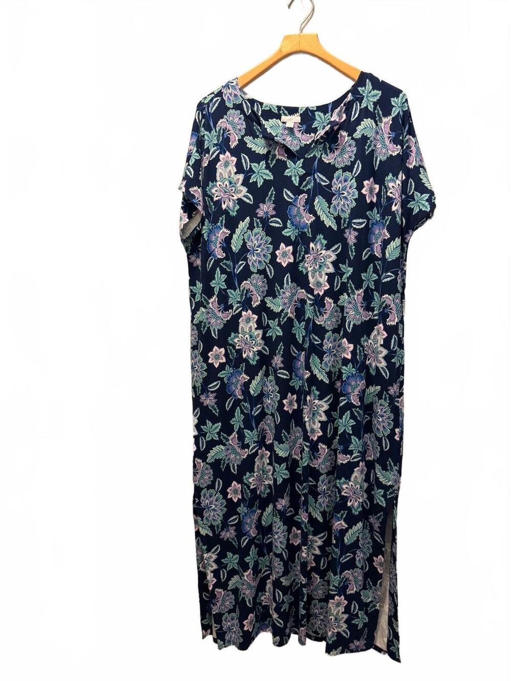 J. Jill Women’s Maxi Dress Size XL Multicolor Floral Print Short Sleeve NWT